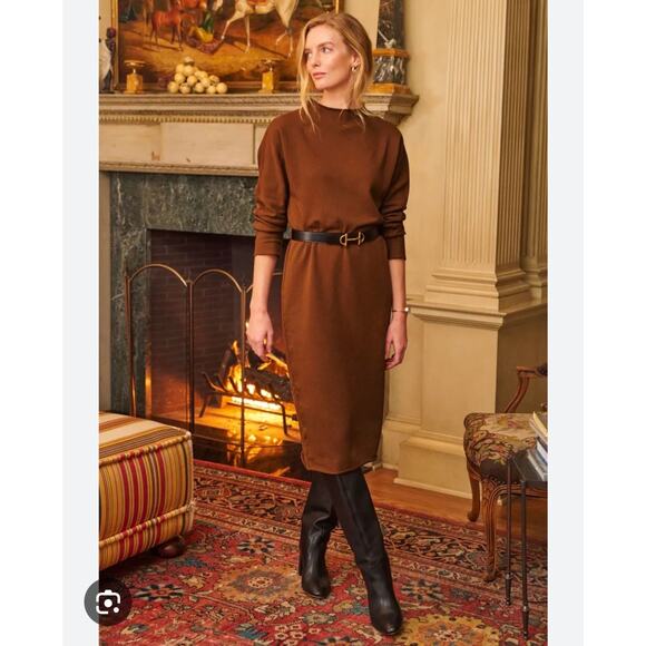 Frank & Eileen Isabelle Funnel Neck Sweatshirt Dress Brown Long Sleeve Sz‎ XS - Picture 2 of 9